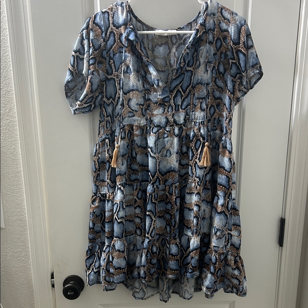 Karlie Mini Dress Blue Snakeskin